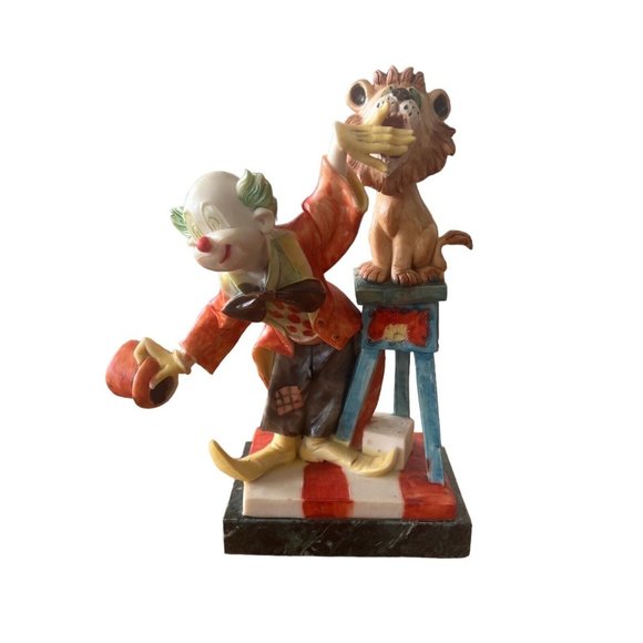 Vintage Charles Serouya Clown Figurine on Marble Stand Made In italy - Picture 1 of 10
